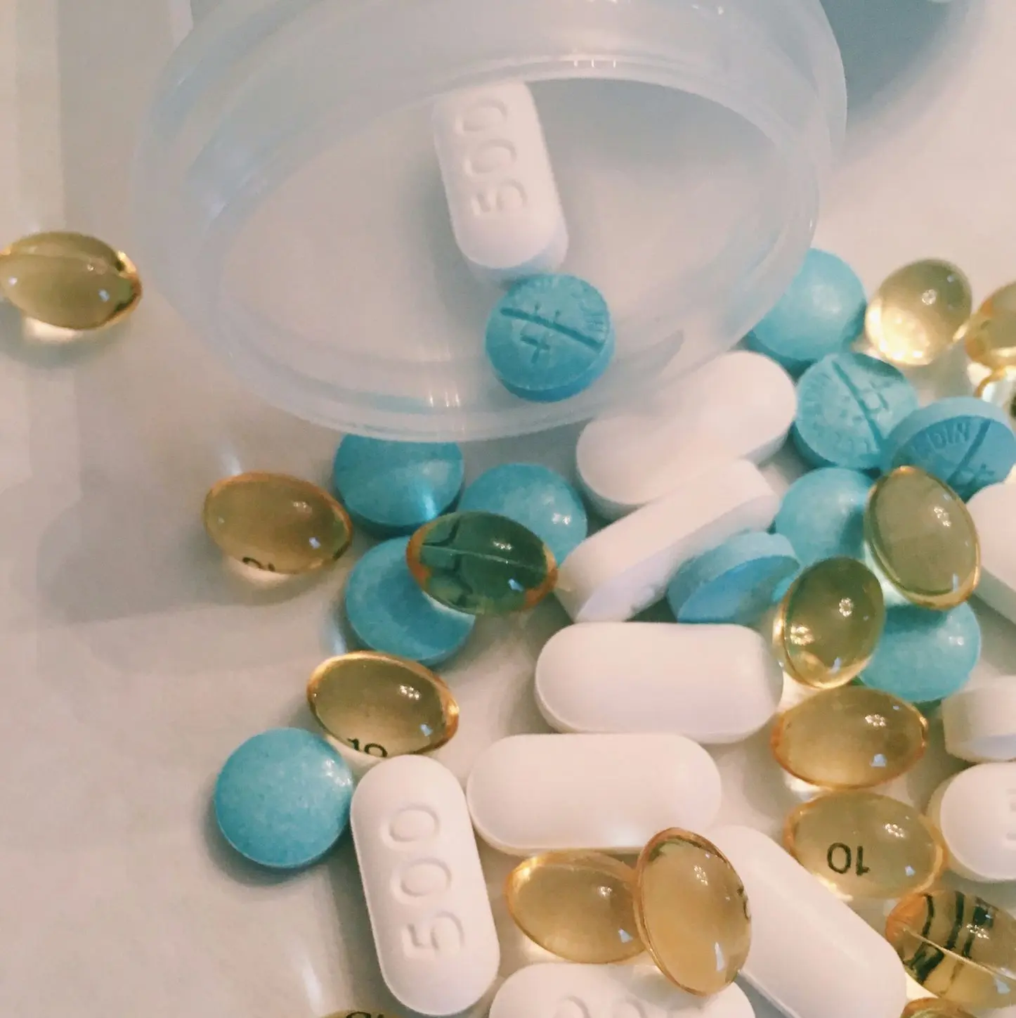 assorted-color medication pills